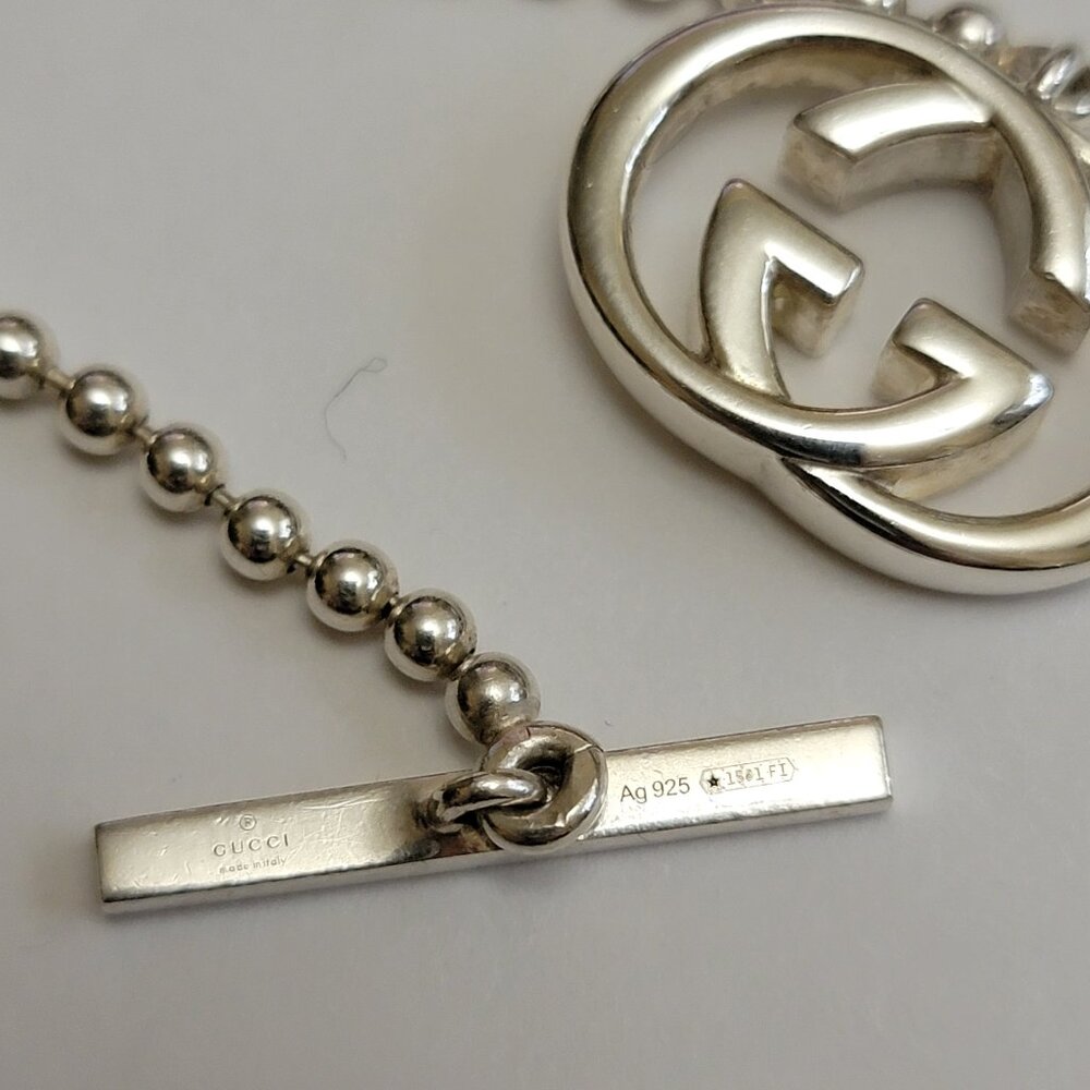 GUCCI Sterling Silver Britt Double G Toggle Necklace - Picture 8 of 13